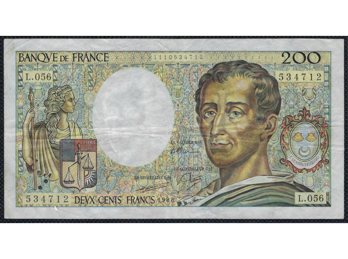 FRANCE 200 FRANCS MONTESQUIEU 1988 L.056 TTB+