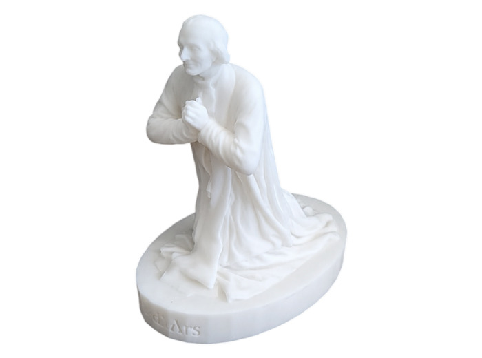 Saint Curé D'Ars - Statue 10cm en Albaster - Blanc