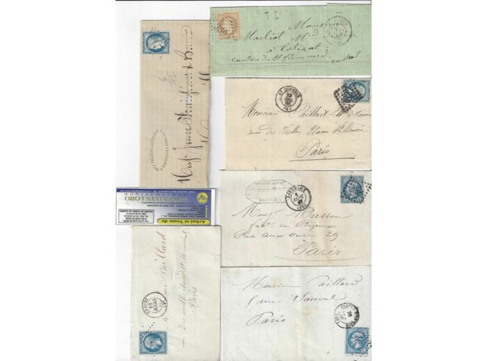 LOT N5 DE 6 ENVELOPPES avec TIMBRES entre 10/03/1866 et 19/10/1874