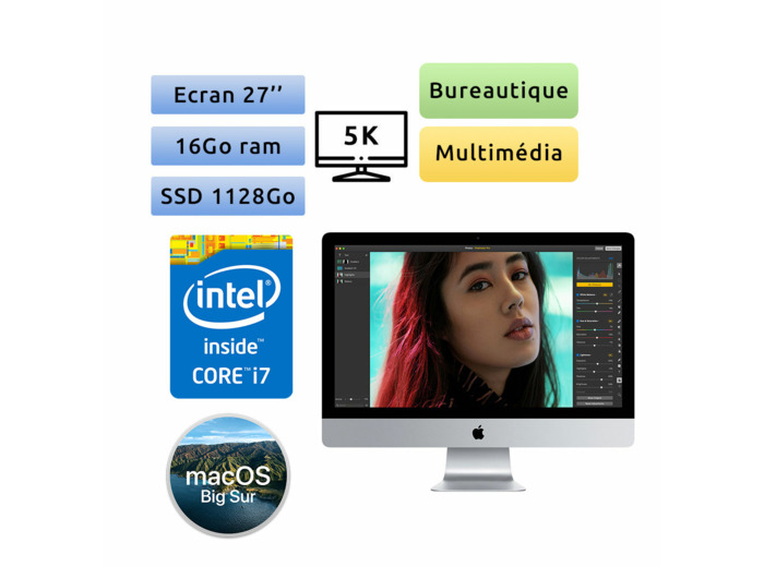 Apple iMac 27'' Retina 5K A1419 (EMC 2806) i7 16Go 1to + 128Go SSD - iMac15,1 - 2014 - Unité Centrale