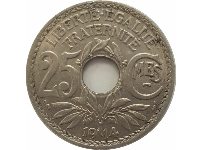 FRANCE 25 CENTIMES LINDAUER 1914 CMES SOULIGNE TTB+