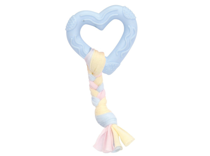 Jouet chien, Cœur en TPR avec tresse en coton - 7cm