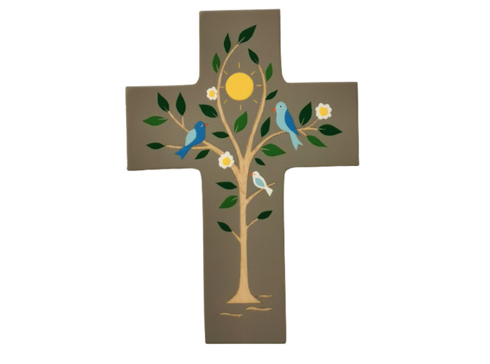 Croix - Allégresse de la vie - galet - 14x10cm