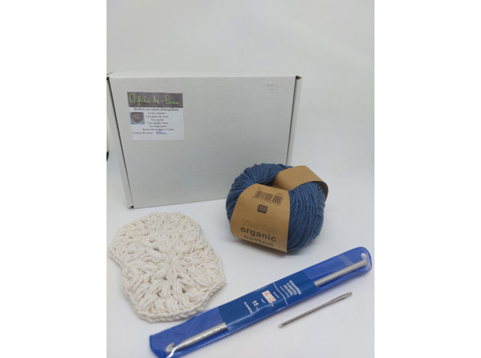 Kit cotons démaquillants au crochet Bleu