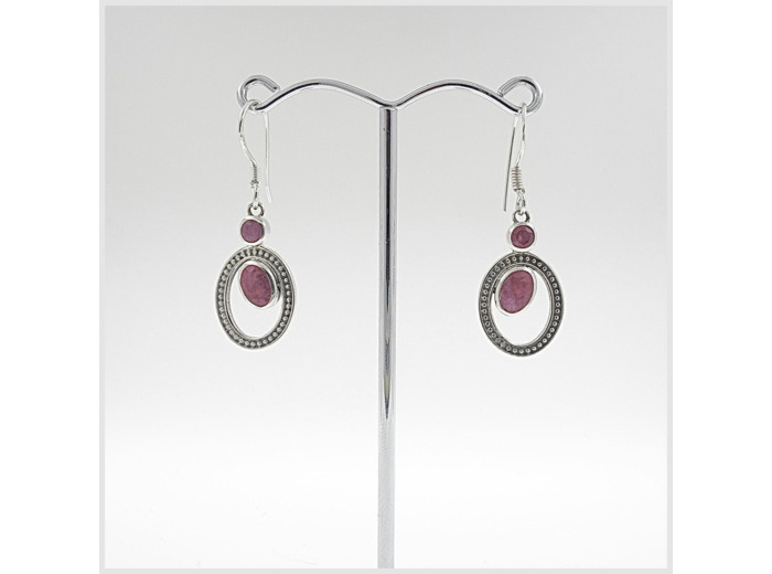 Boucles d'oreilles Rubis et Argent Massif