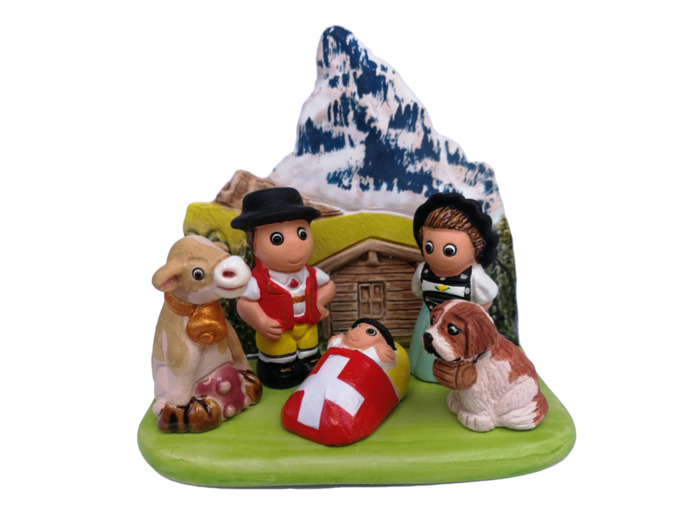 CRECHE en céramique BLOC 8x7cm- SUISSE