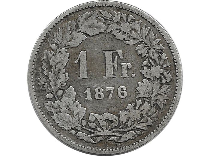 SUISSE 1 FRANC 1876 B TTB-