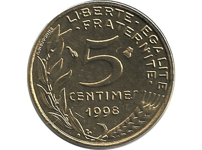 FRANCE 5 CENTIMES LAGRIFFOUL 1998 BU