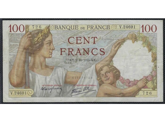 FRANCE 100 FRANCS SULLY 2-10-1941 V.24691 TTB+