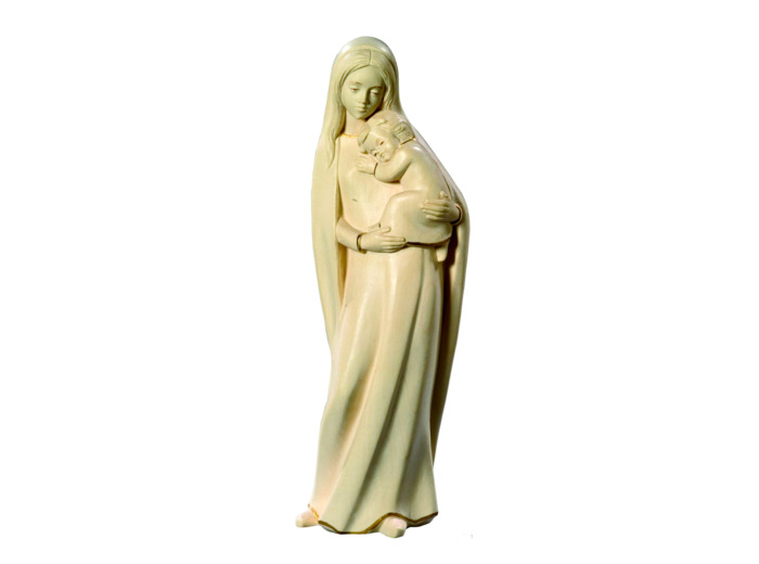 Vierge à l'enfant bois naturel 20cm