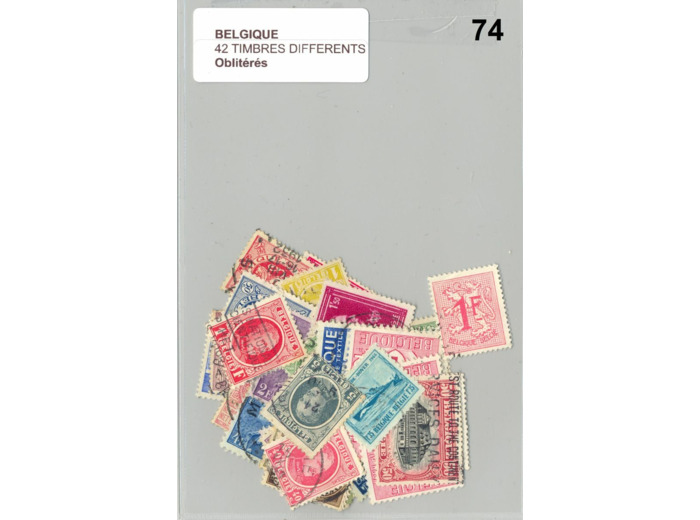 42 TIMBRES BELGIQUE DIFFERENTS OBLITERES *74