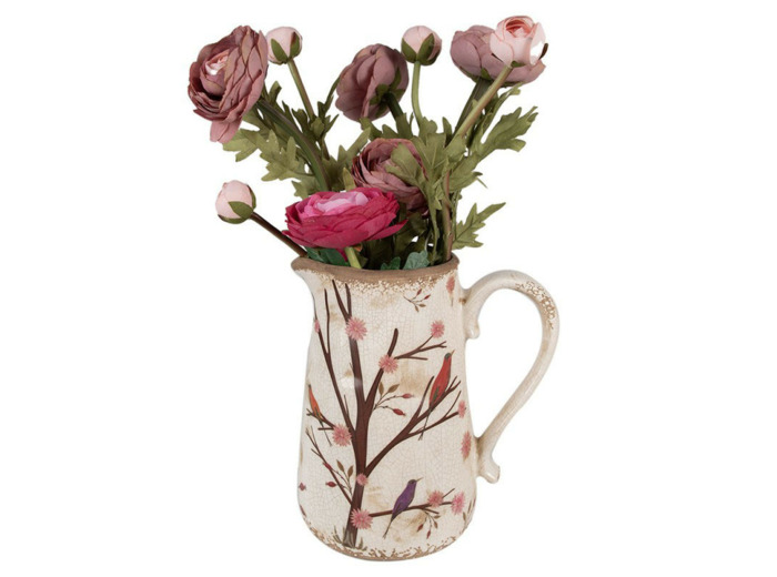 Pichet décoratif branche beige marron céramique 21x15x23cm
