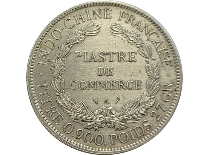INDOCHINE 1 PIASTRE DE COMMERCE 1900 A argent TTB- (Lec282)