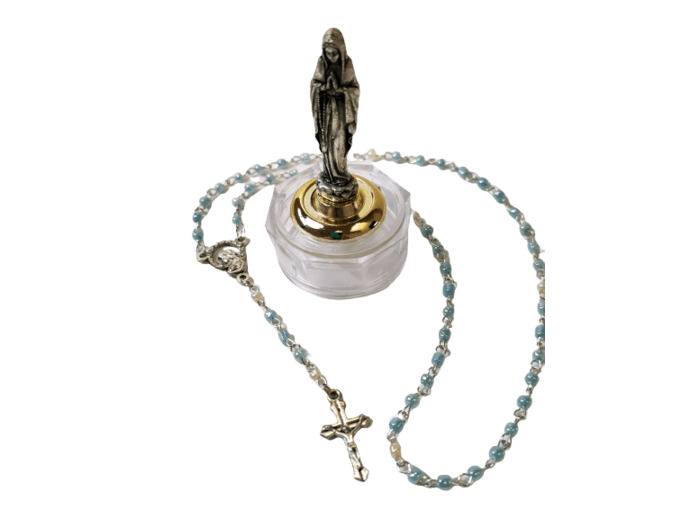 Statue 7cm en Métal avec Socle Chapelet -NDL Couleurs aléatoires
