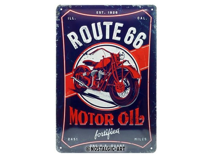 Nostalgic-Art 22315 - Plaque Vintage, Route 66 Motor Oil - 20 x 30 cm