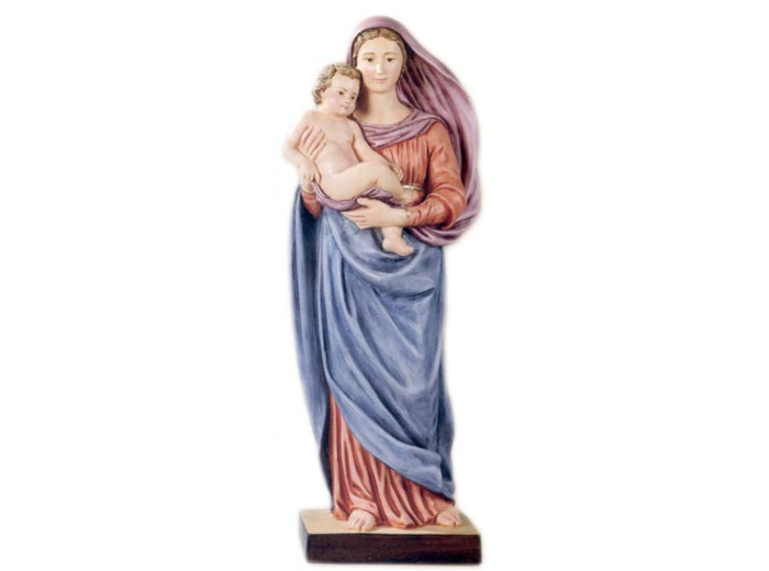 Vierge à l'Enfant 60 cm polychrome - résine peinte main