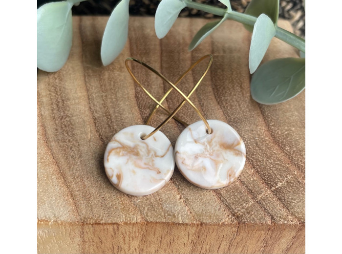 Boucles d'oreille créoles en porcelaine blanche et colorée