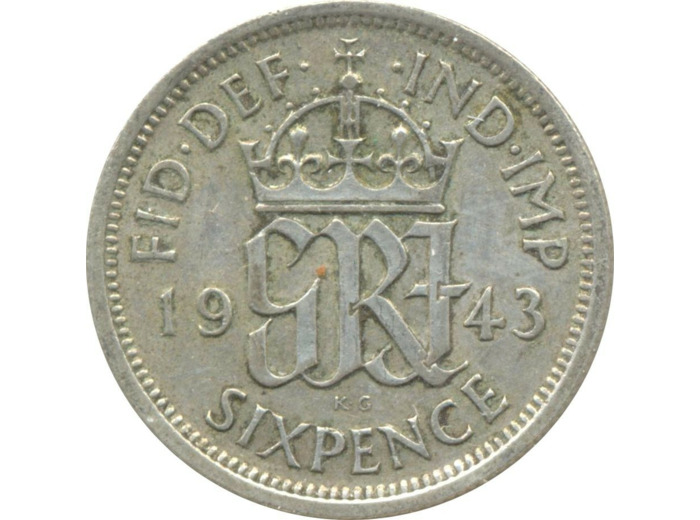 GRANDE BRETAGNE 6 PENCE GEORGES VI 1943 TTB n1