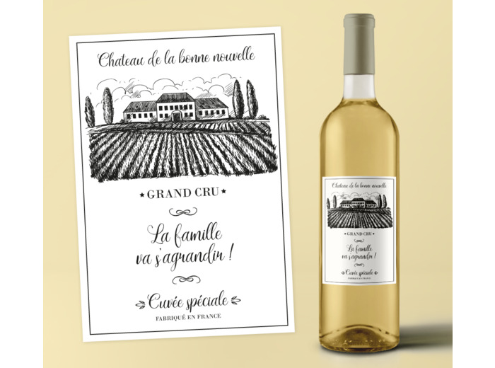 Etiquette bouteille de vi annonce grossesse