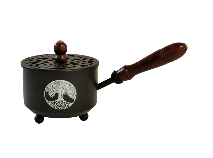 Brûle pour Encens et Charbons D10cm - Arbre de Vie - Ht10xL22 cm