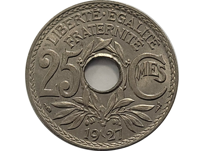 FRANCE 25 CENTIMES LINDAUER 1927 SUP+ (G380)