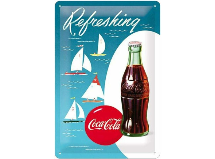 Nostalgic-Art 22226 - Coca-Cola Plaque rétro en tôle Motif voiliers 20 x 30 cm