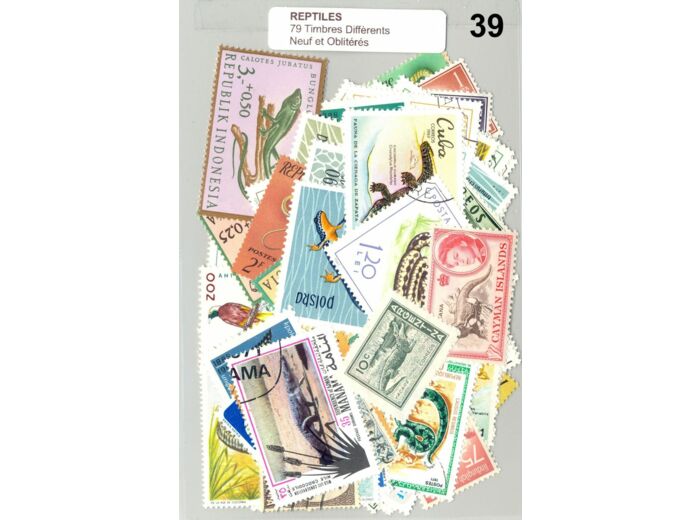 49 TIMBRES REPTILE DIFFERENTS NEUF ET OBLITERES *39