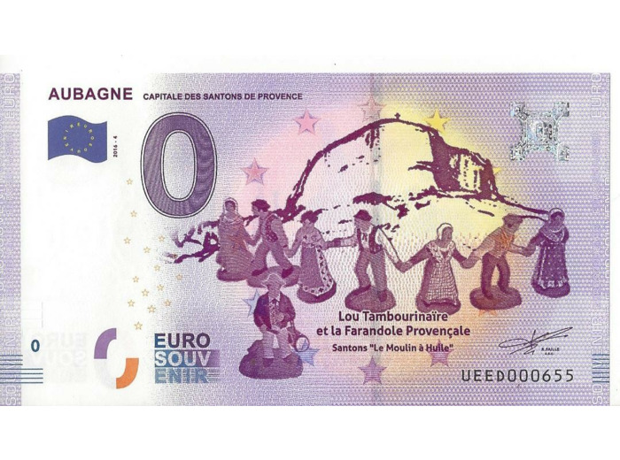 13 AUBAGNE 2016-4 CAPITALE DES SANTONS DE PROVENCE BILLET SOUVENIR 0 EURO NEUF