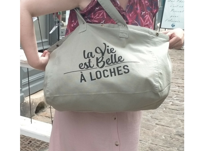 Sac Cabas "La Vie est Belle à Loches" - Argile verte