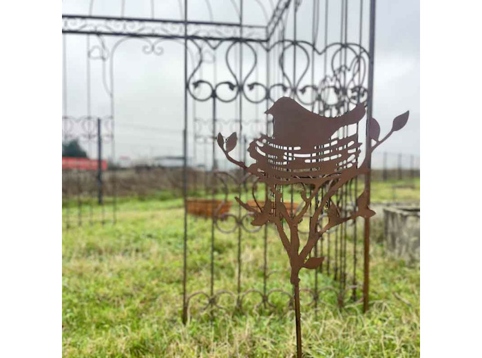 Tuteur oiseau fer marron 30x2x92cm