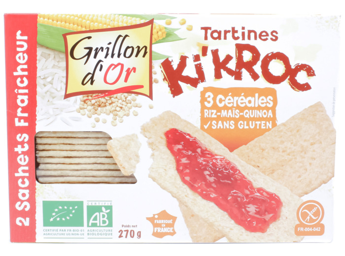Tartines Ki'Kroc 3 céréales Sans Gluten Bio 270g