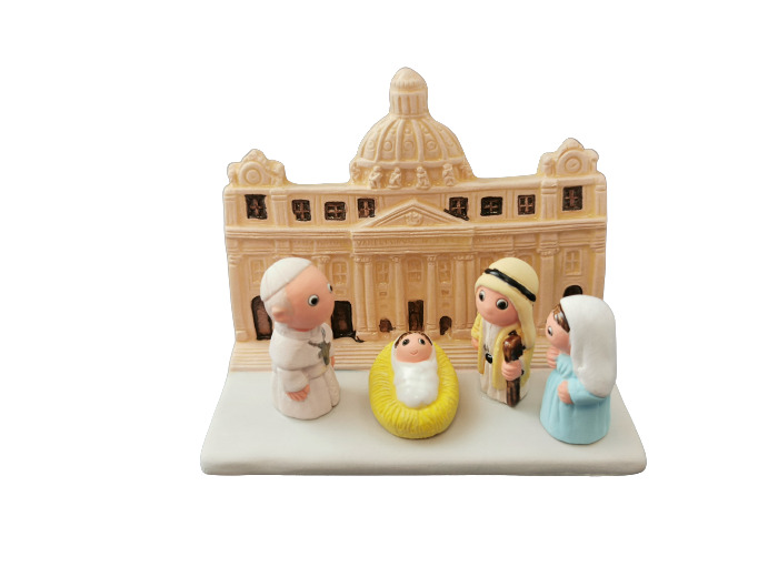 CRECHE en céramique BLOC 8x7cm- VATICAN