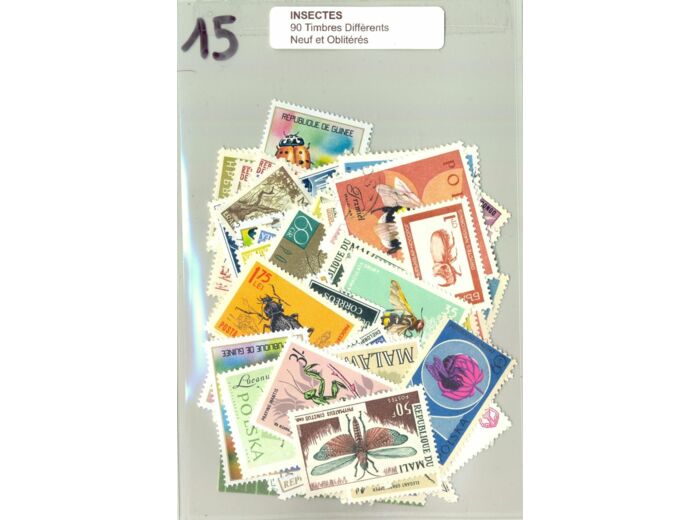 90 TIMBRES INSECTES DIFFERENTS NEUF ET OBLITERES *15