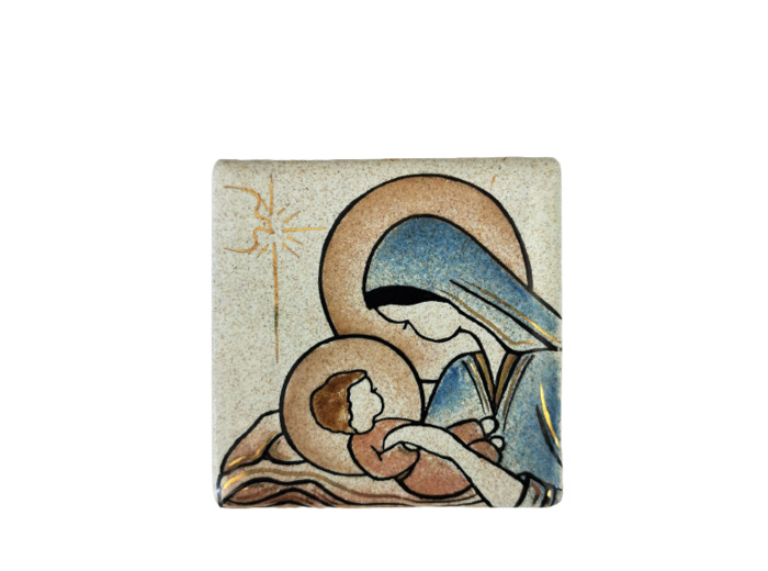 Vierge aux langes blanc 6,2X6,2cm - EMAUX DU LIBAN