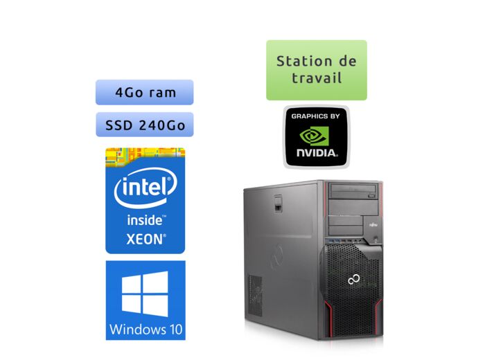 Fujitsu Celsius R920 - Windows 10 -  E5-2640 4Go 240Go SSD - Quadro 4000 - Station de travail