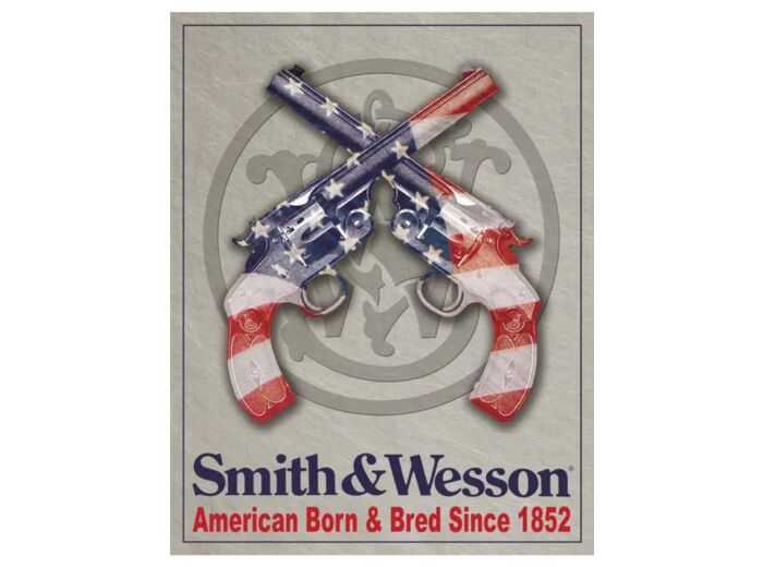 Plaque Smith et Wesson, American Born and Bred Since 1852 - 31 x 41 cm