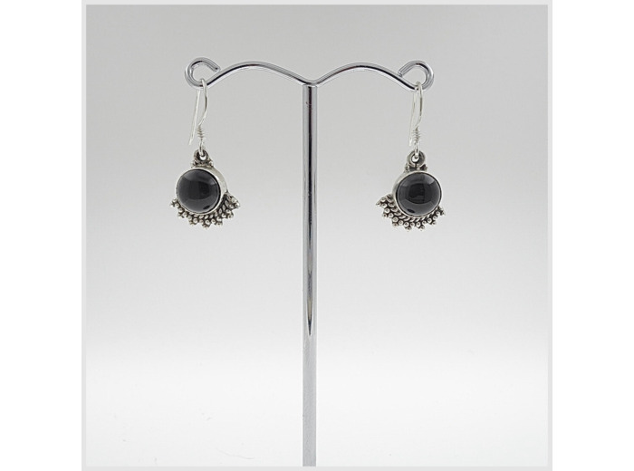Boucles d'oreilles Onyx et Argent Massif