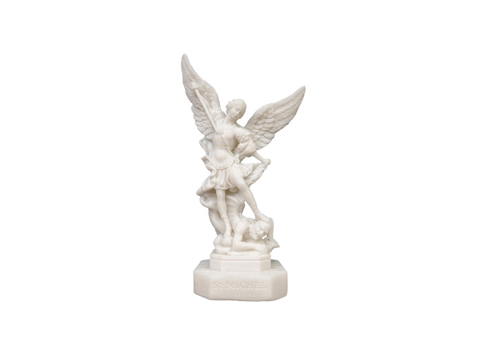 Saint Michel - Statue en albâtre 12cm - Blanc