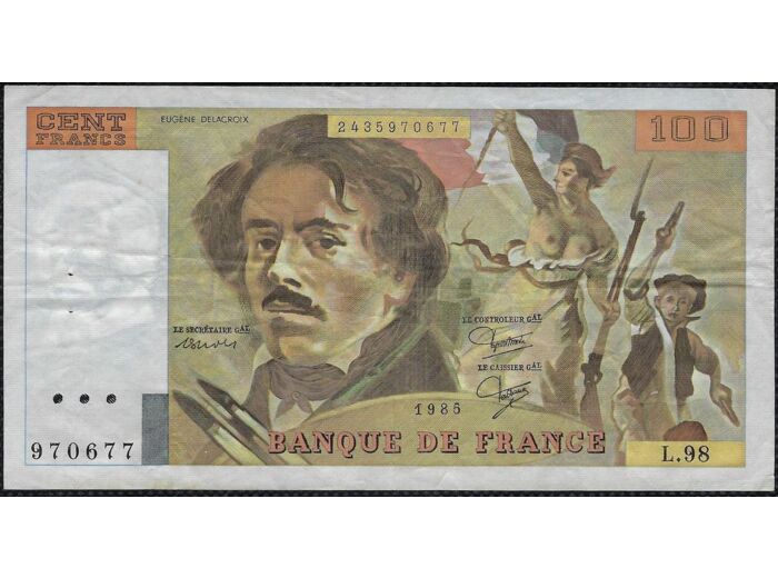 FRANCE 100 FRANCS DELACROIX 1985 SERIE L.98 TTB+