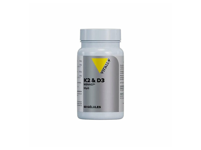 Vitamines K2 et D3-MenaQ7-50µg-60 gélules-Vit'all+