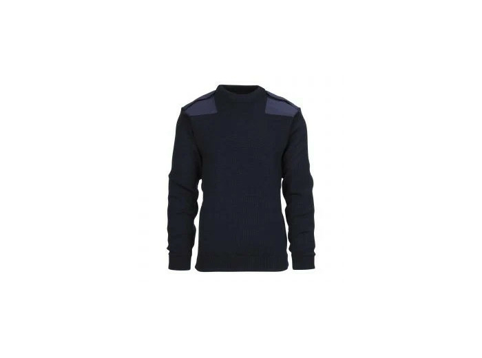 Pull Commando OTAN bleu marine 100 % laine vierge, renforts tactiques