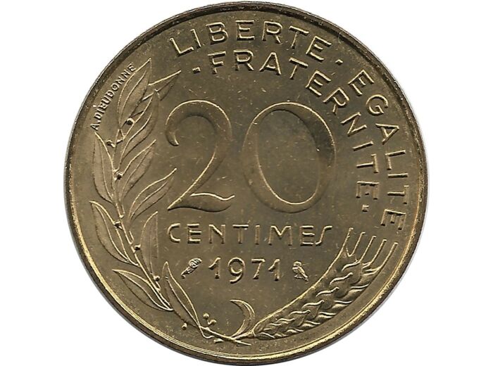 FRANCE 20 CENTIMES LAGRIFFOUL 1971 SUP/NC