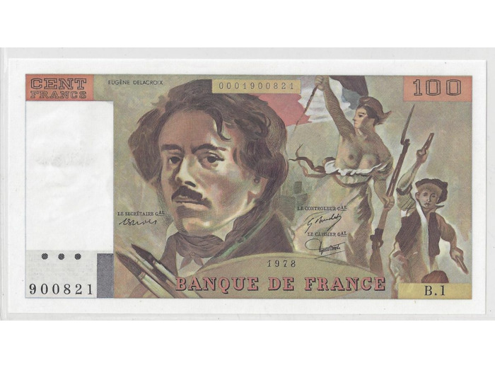 FRANCE 100 FRANCS DELACROIX 1978 B.1 SPL