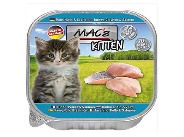 MAC'S Raffineur à la Dinde, poulet & saumon pour chaton - 85g