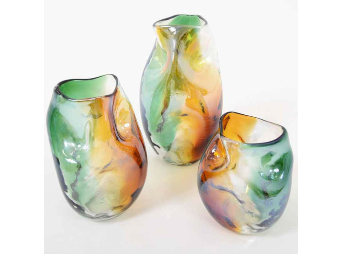 Vase Panache orange verre 15x15x20cm