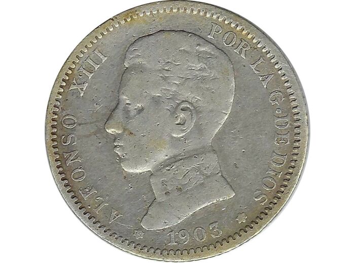 ESPAGNE 1 PESETA 1903 SMV TB