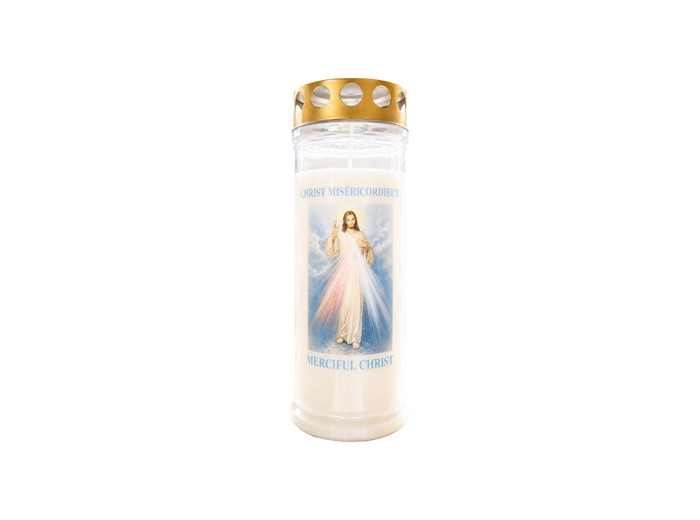 Bougie Funéraire 160 Heures Christ Miséricordieux avec Prière