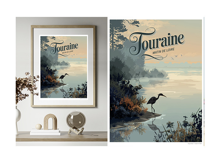 MATIN DE LOIRE - TOURAINE -PLAGE DE MOSNES - POSTER