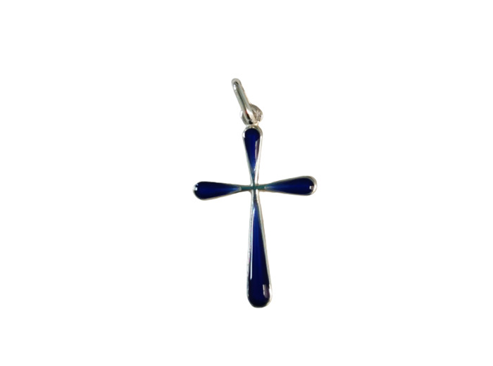 Croix en Argent 925 26mm - POLIE BLEUE