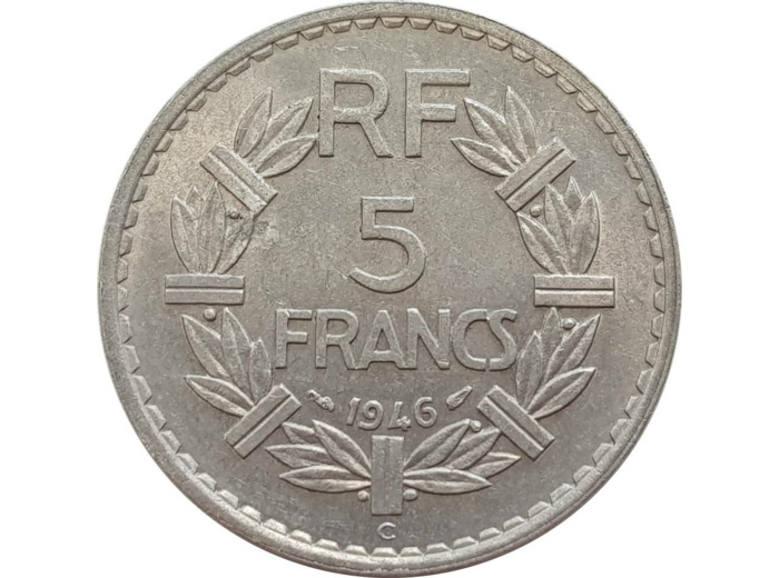 FRANCE 5 FRANCS LAVRILLIER Aluminium 1946 C TTB (G766)